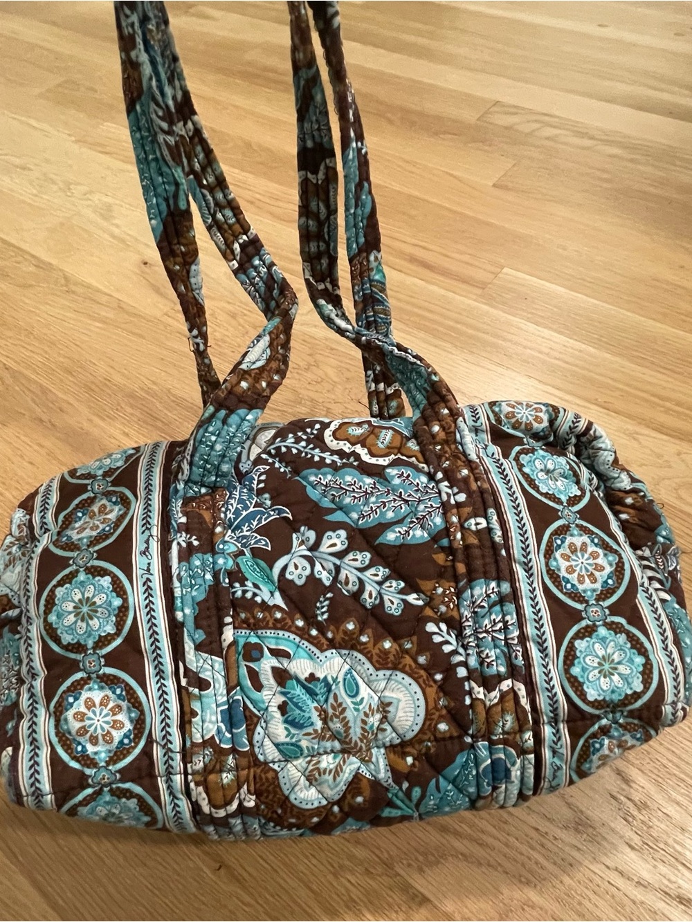 RETIRED Vera Bradley Java Blue Barrel Style Tote Shoulder Handbag-Clean!